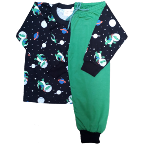 0336 Pijama Jacaré Espacial com Calça Verde 3